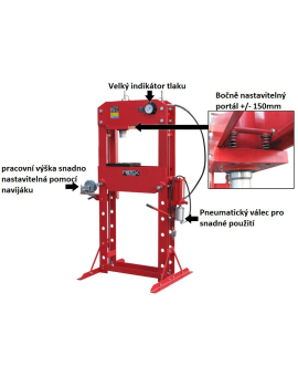 Dílenský lis pneumatickohydraulický WZWP-050MPV