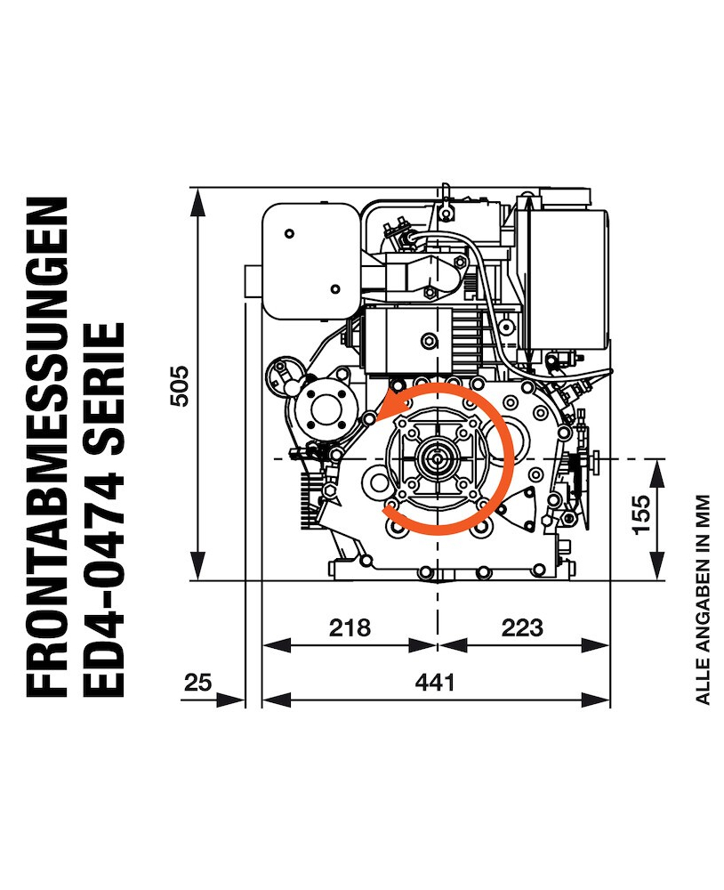 luftgekühlter 1-Zylinder 4-Takt 474ccm Dieselmotor, ED4 -0474-5HE-P4A